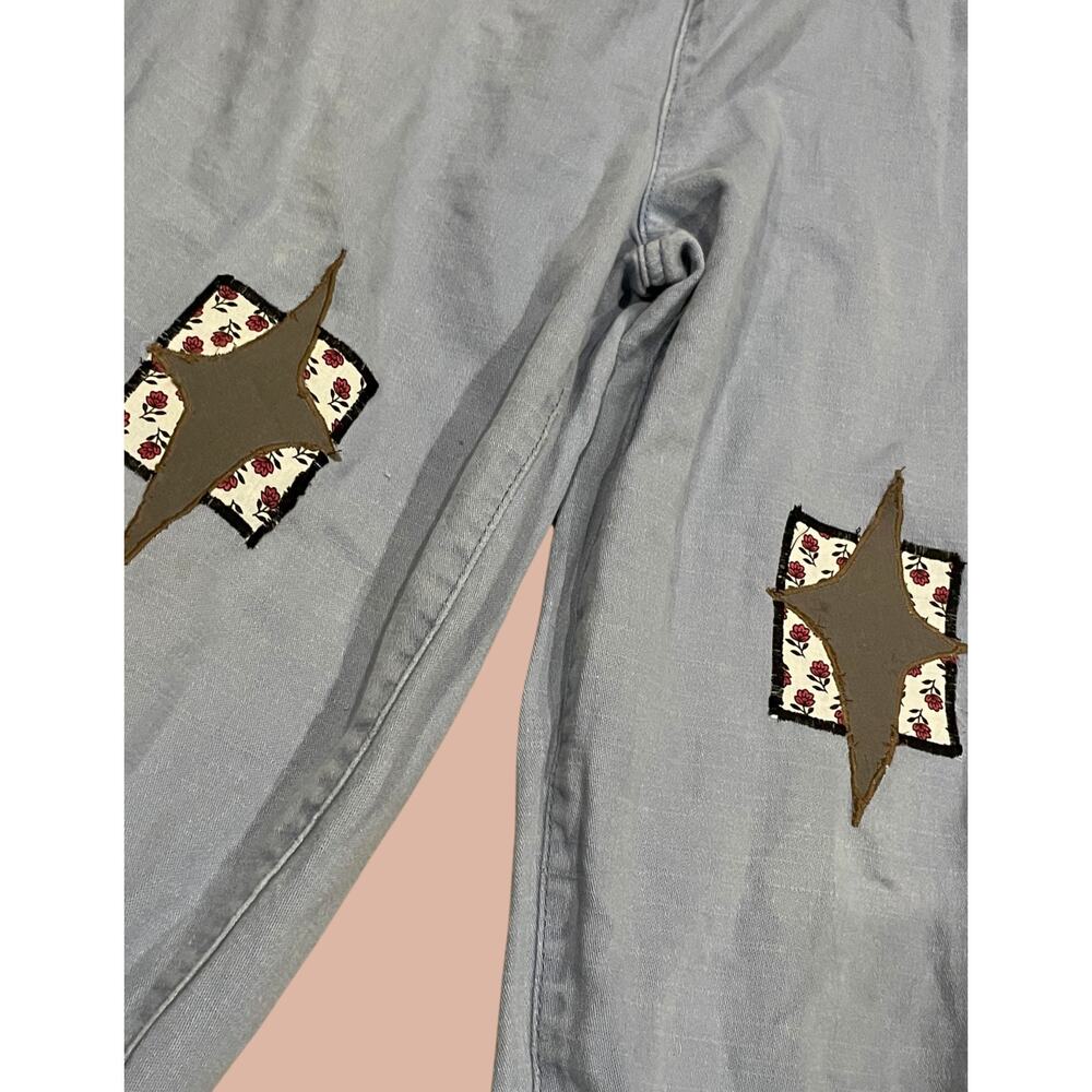 Size 4 Upcycled Denim Joggers | Boho Indie Maximalist Reworked and Recycled - Picture 2 of 5